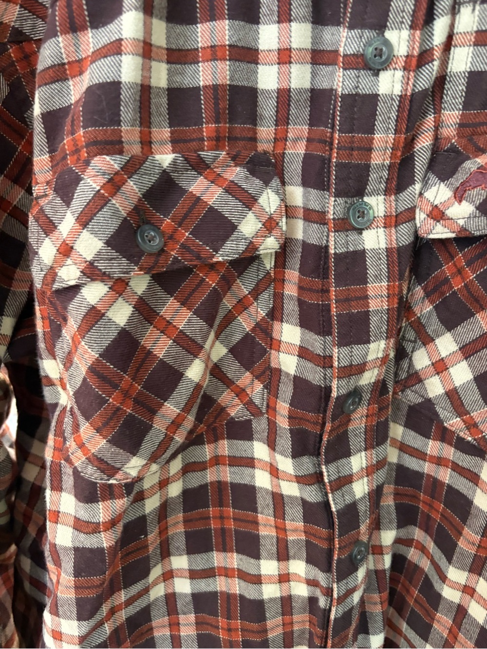 Simms Men's Brown Plaid Flannel Shirt - Picture 6 of 6